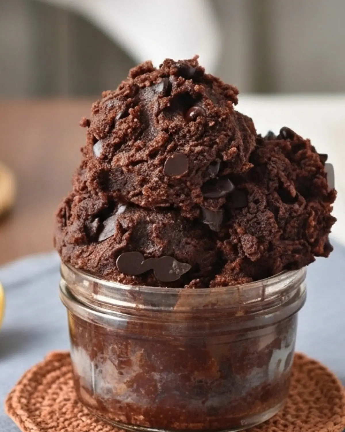 edible brownie batter in a bowl, flour-free and safe to eat, 4 ingredients