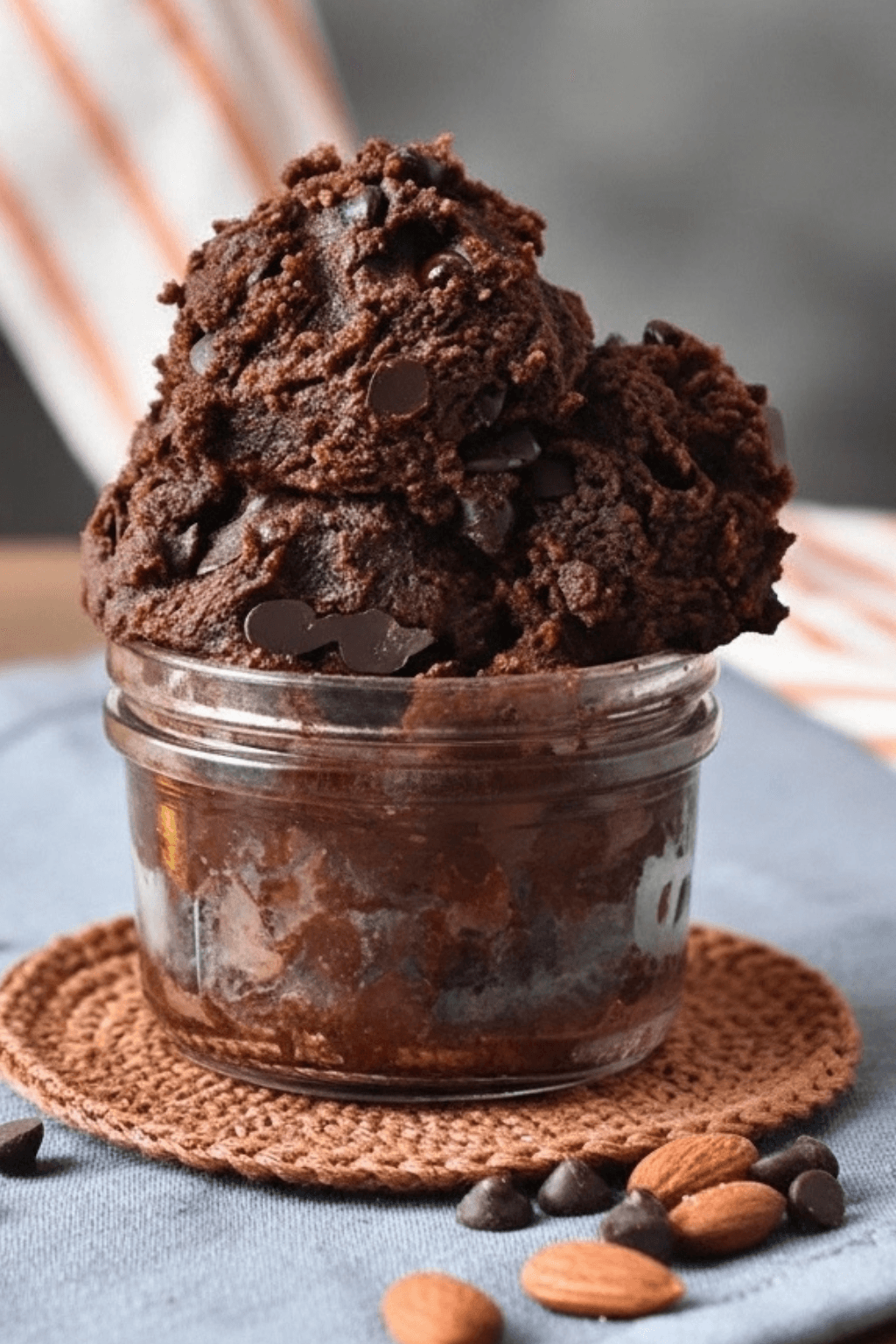 vertical image of flour-free edible brownie batter with 4 ingredients text overlay