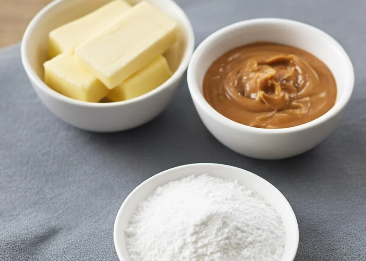 Peanut Butter Balls Ingredients Ingredients for no-bake 3-ingredient peanut butter balls: peanut butter, butter, powdered sugar