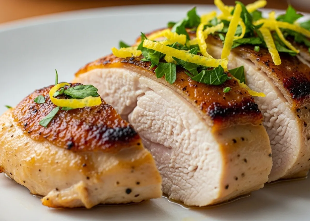 juicy sliced lemon-herb chicken cutlets, one-pan 15-minute dinner