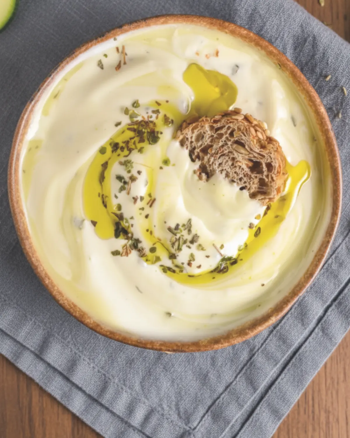 Home page 7 cottage cheese protein dip (3 ingredients) in a modern ceramic bowl with veggies; high-protein quick snack