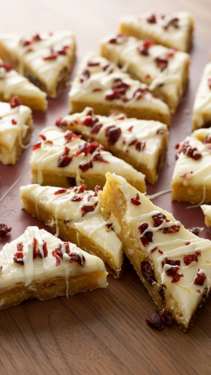 Cranberry white chocolate blondies in baking pan