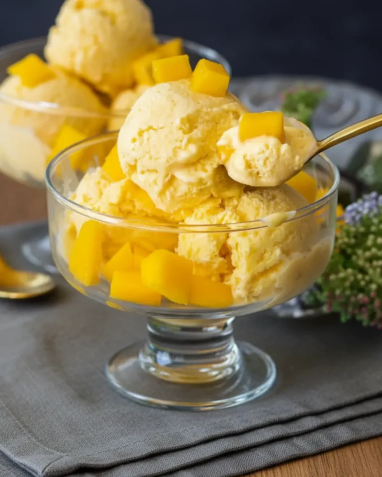 3 Ingredient Mango Ice Cream no churn creamy scoop
