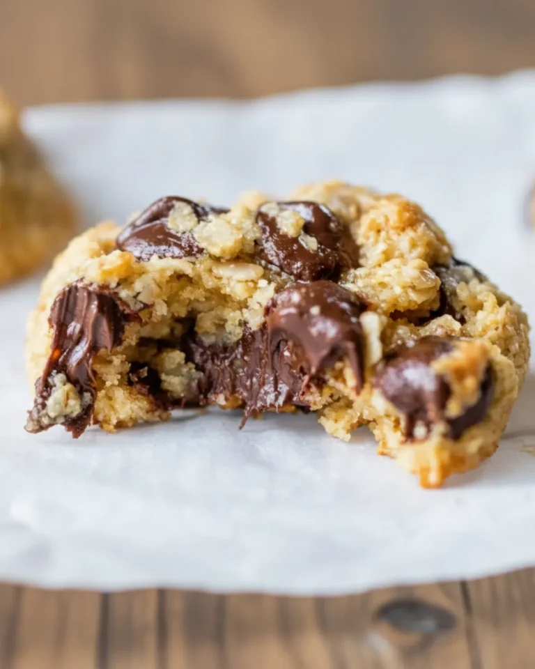 Healthy chocolate chip oat cookies stacked on a plate