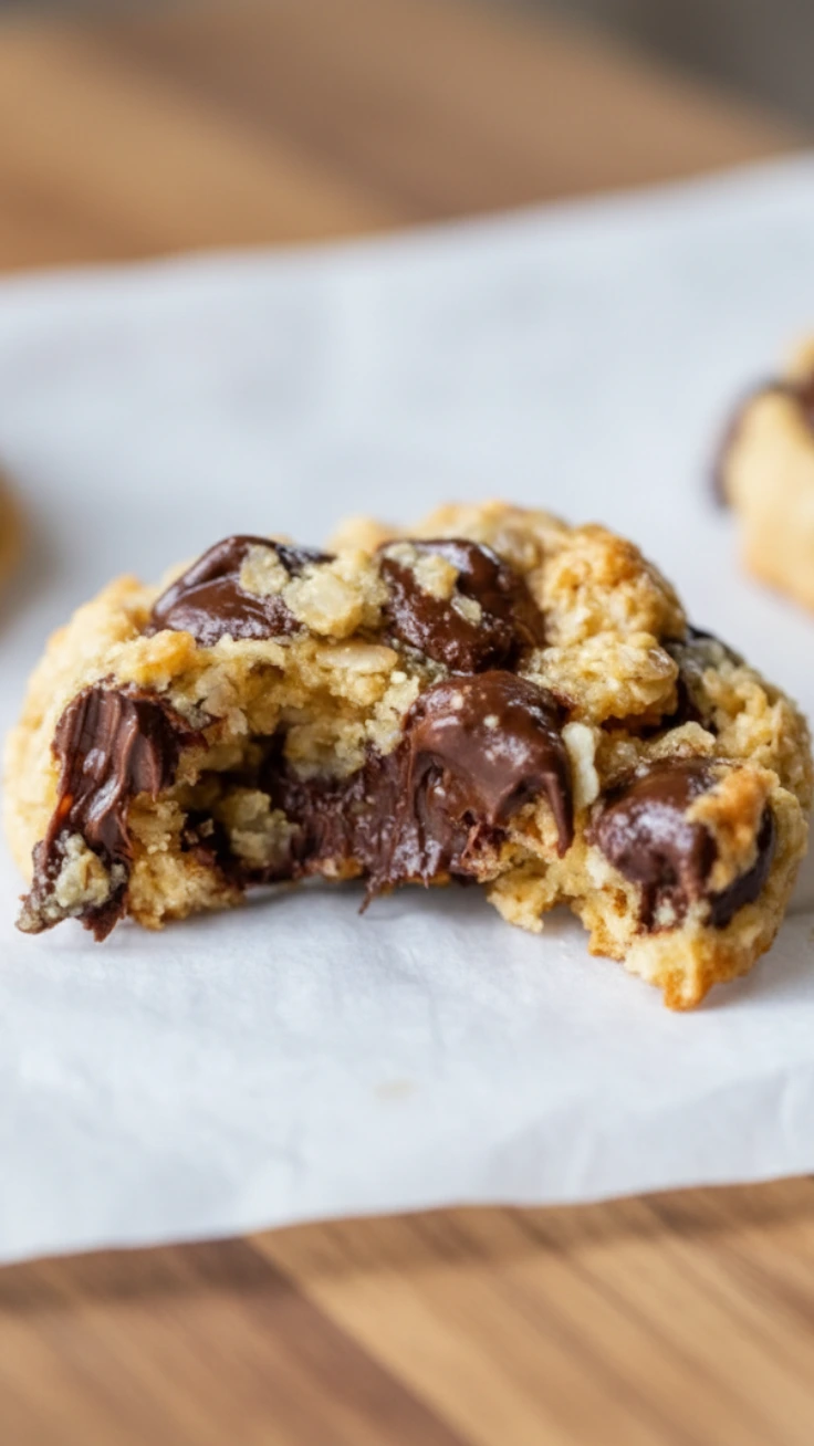 Soft and Chewy Healthy Oat Cookies Soft and chewy chocolate chip oat cookies close-up
