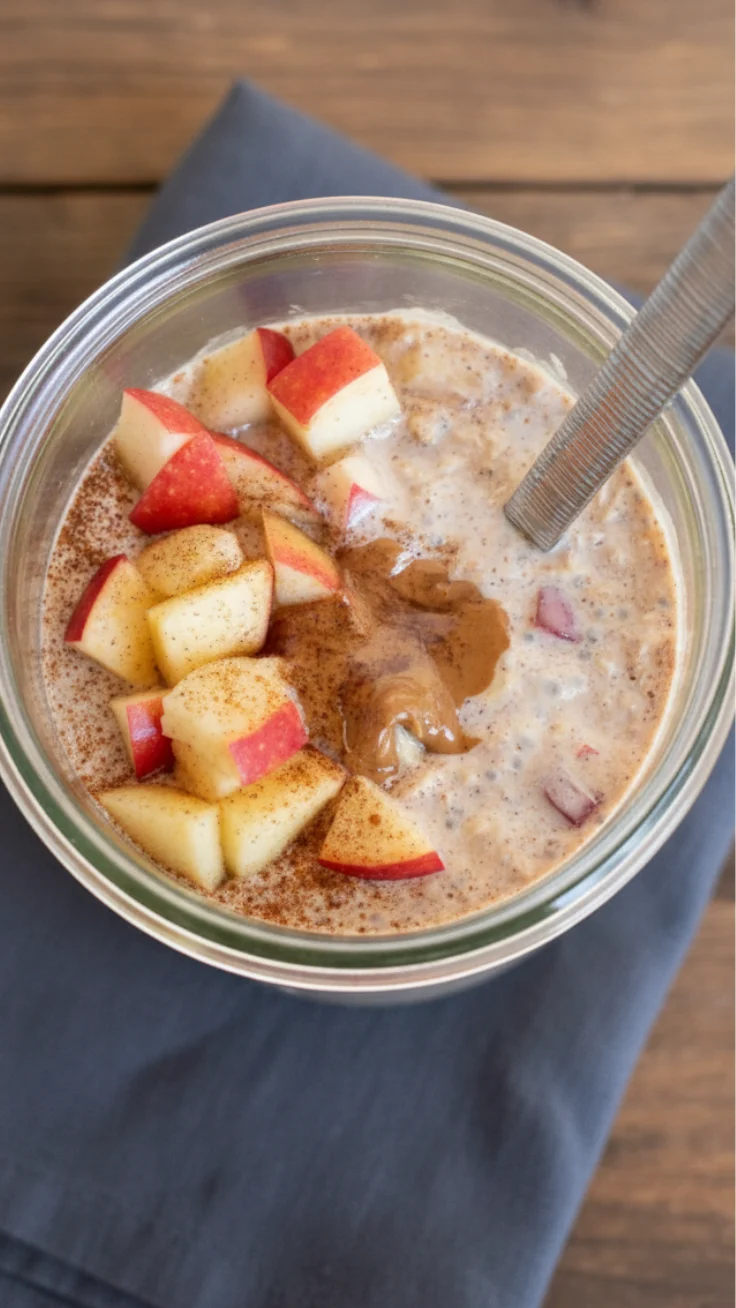 Apple Cinnamon Overnight Oats Serving Apple cinnamon overnight oats ready to eat