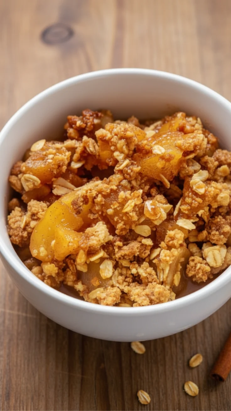 Easy Apple Crisp Skillet Apple crisp cooking in skillet on stovetop