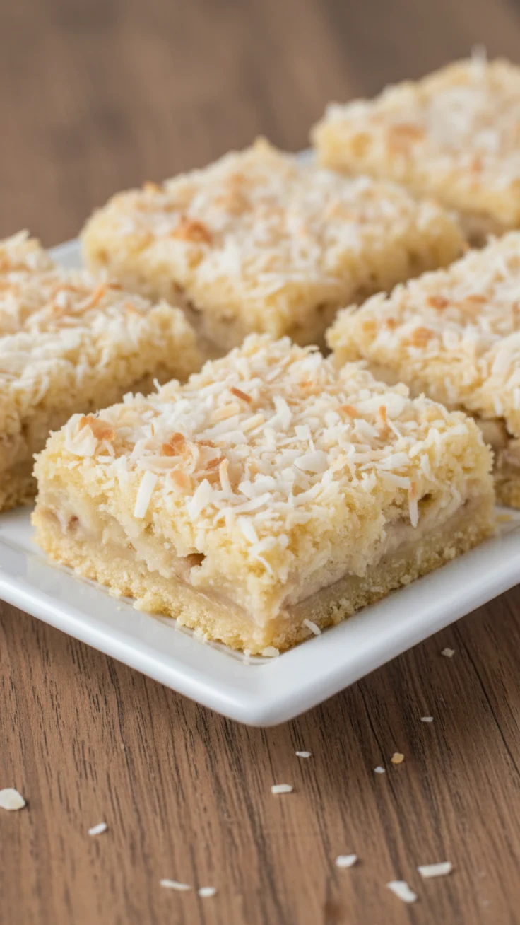 Banana coconut squares served with berries