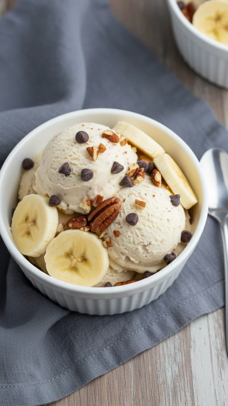 Banana Nice Cream Serving banana nice cream served with berries