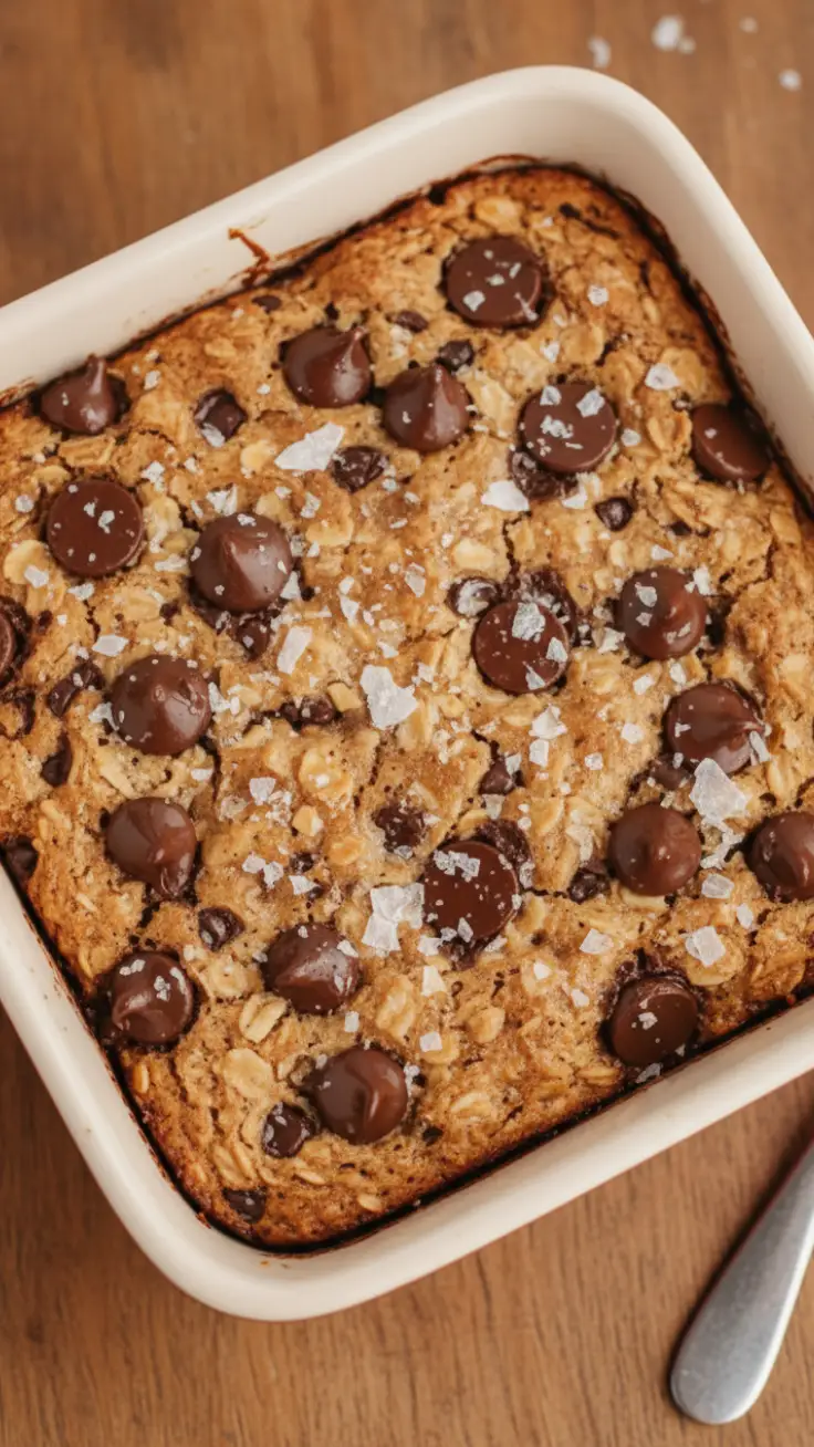 Chocolate oat bars served on a small plate with fresh berries