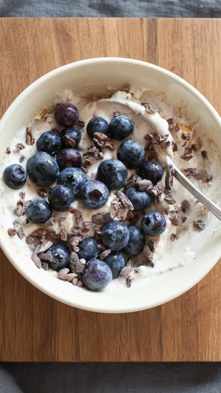 Blueberry yogurt bowl with Greek yogurt and fresh blueberries