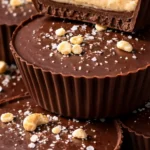 No-Bake Chocolate Cashew Cream Cups 2 Bite taken from chocolate cashew cream cup