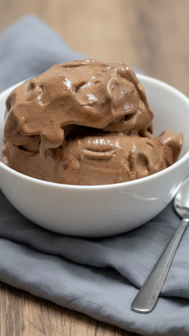 Serving chocolate banana ice cream