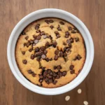 Chocolate Chip Baked Oats (Cake-Like Breakfast!) 2 Overhead view of chocolate chip baked oats for recipe card