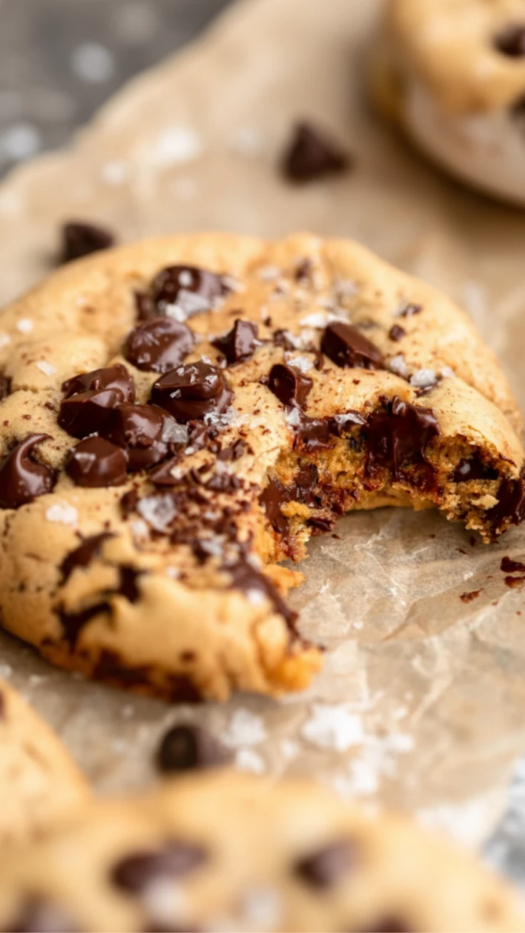 Soft & High-Protein Chocolate Chip Cookies Stack of soft chocolate chip protein cookies made with peanut butter and protein powder