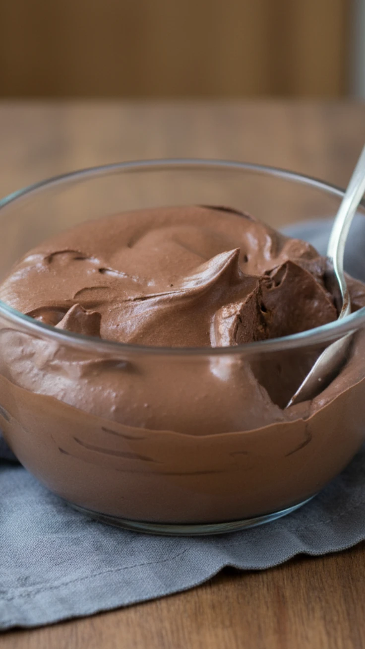 Chocolate pudding served with berries and granola