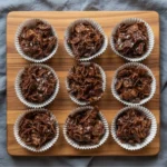 Easy Chocolate Cornflake Clusters 2 close up of crunchy chocolate cornflake cluster