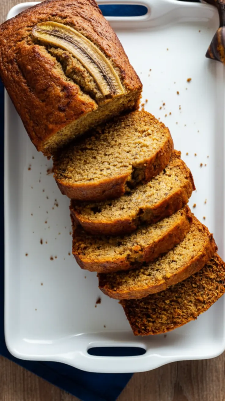 Serving Healthy Banana Bread healthy banana bread served on plate