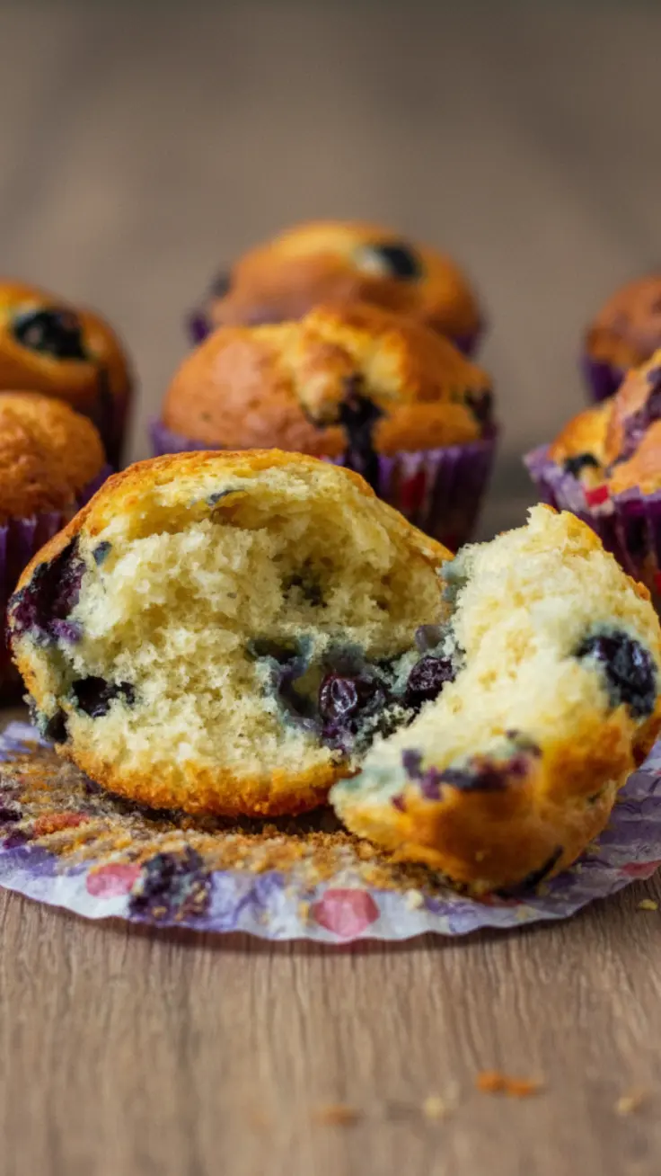 Blueberry muffins served with yogurt and berries