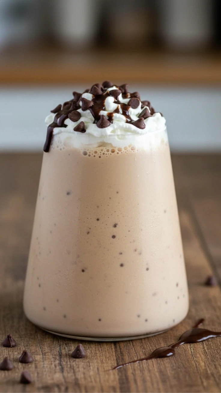 3 ingredient chocolate milkshake in glass