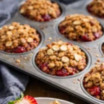 trawberry almond crumble cups close up