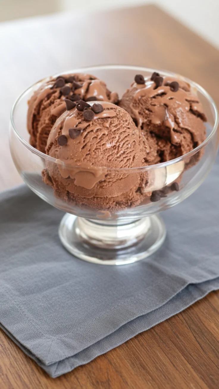 No churn chocolate yogurt ice cream scoop