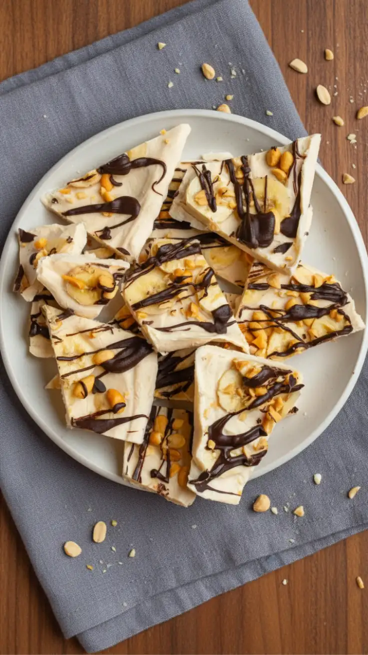 High protein peanut butter yogurt bark broken into pieces