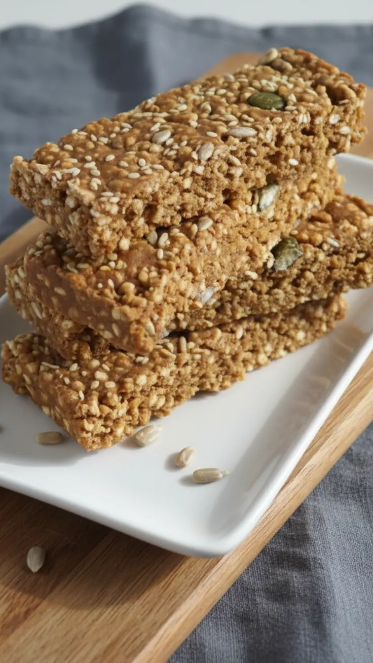 Close-up of honey almond protein bars
