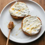 Honey drizzled over ricotta toast