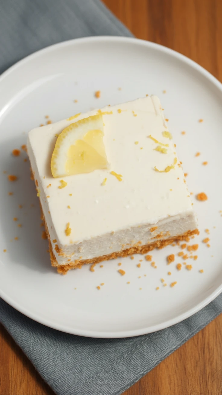 Lemon Cheesecake Bar Serving lemon cheesecake bar served chilled