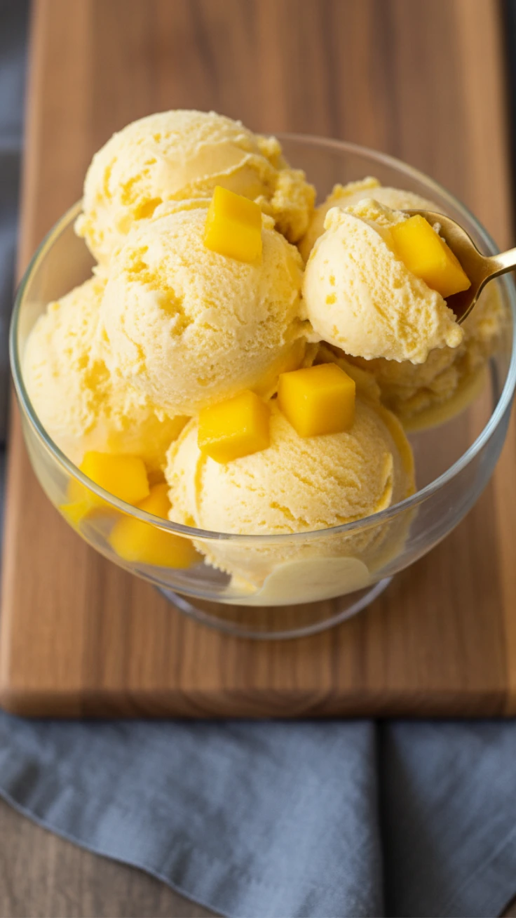 No churn mango ice cream hero scoop