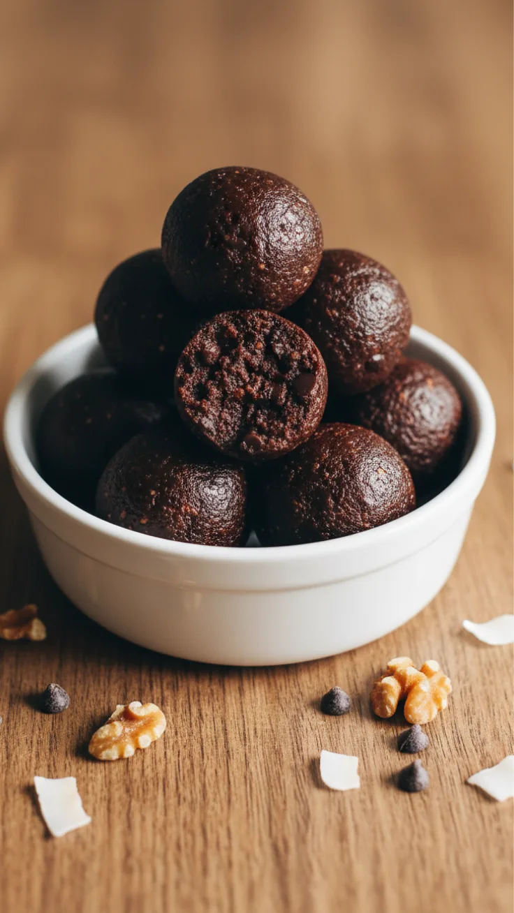 Serving plate of no-bake brownie bites