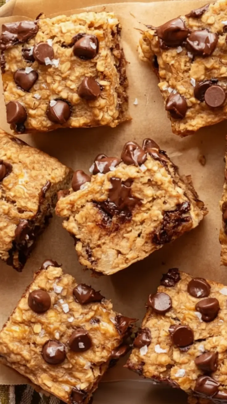 Peanut Butter Banana Breakfast Bar Serving Peanut butter banana breakfast bars served on plate