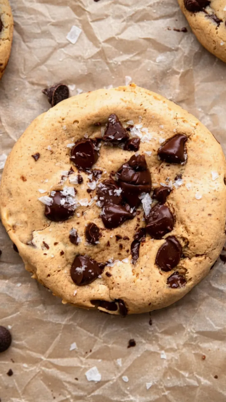 Soft-Centered Chocolate Chip Protein Cookie Hand holding a soft chocolate chip protein cookie with a bite taken out