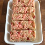 No-Bake Strawberry Coconut Slice 2 close up of strawberry coconut slice texture
