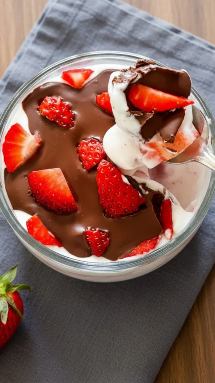 Strawberry Yogurt Cups Serving Serving strawberry yogurt cups with toppings