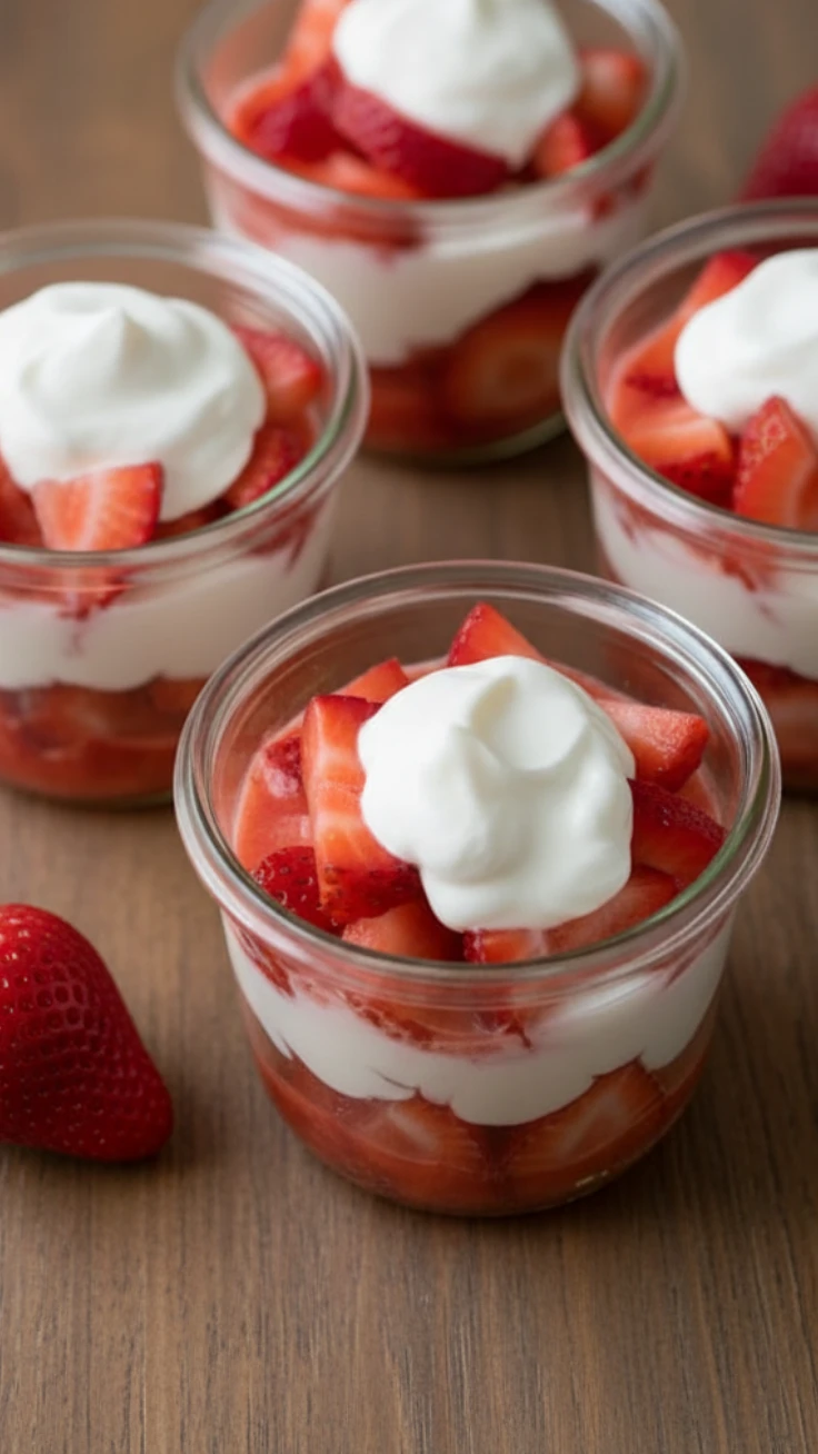 Strawberry Yogurt Cups Served serving strawberry yogurt cups