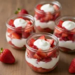 3 Ingredient Strawberry Yogurt Cups (Healthy & Quick) 2 strawberry yogurt cups close up