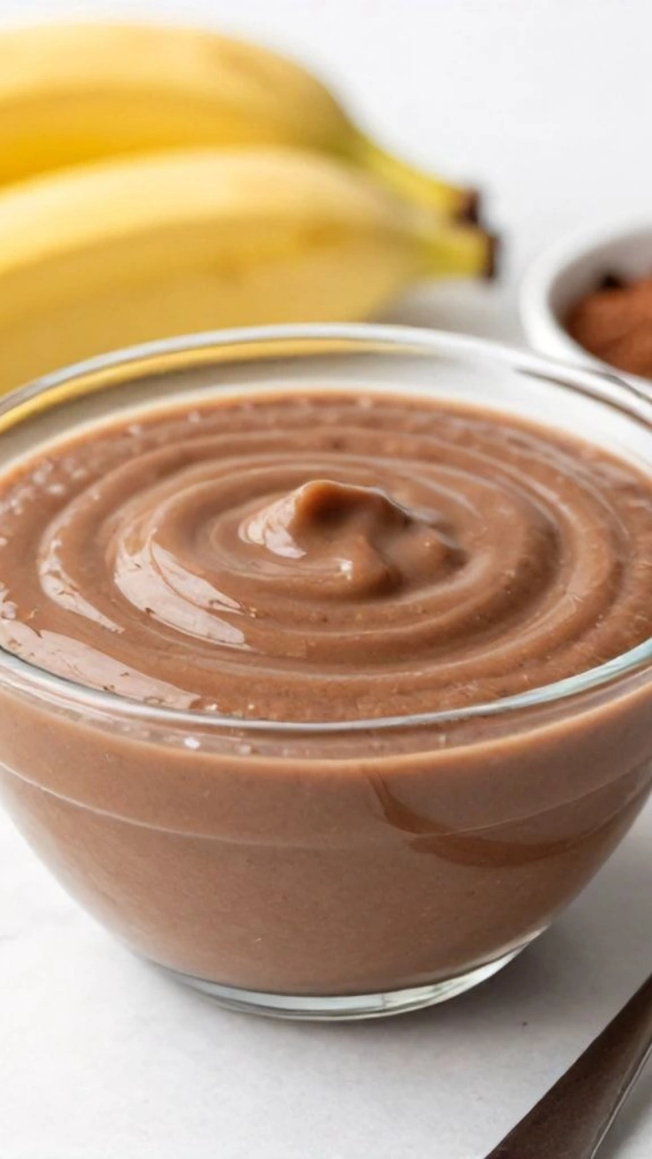 3 Ingredient Banana Cocoa Pudding creamy 3 ingredient banana cocoa pudding in glass jar