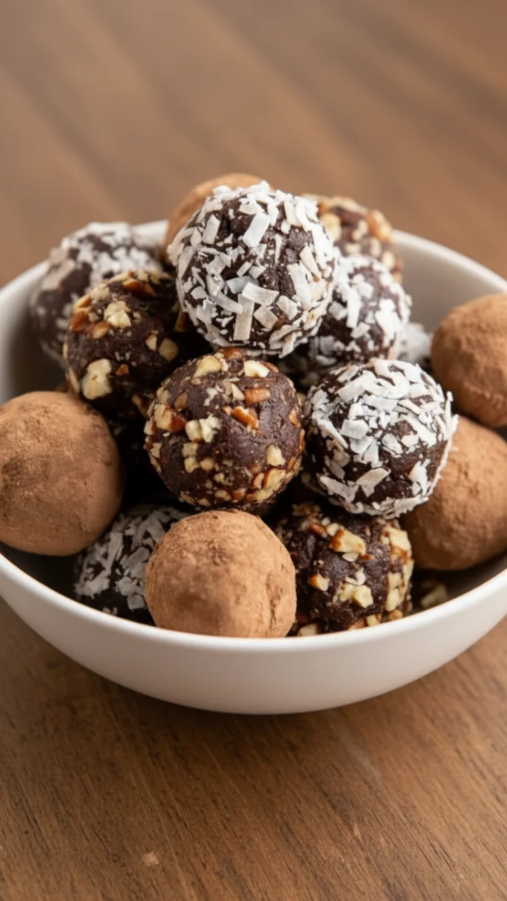 3 Ingredient Chocolate Date Truffles 3 ingredient chocolate date truffles stacked on plate