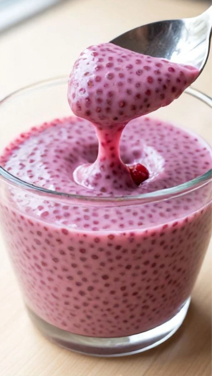 3 ingredient raspberry chia cups in glass 