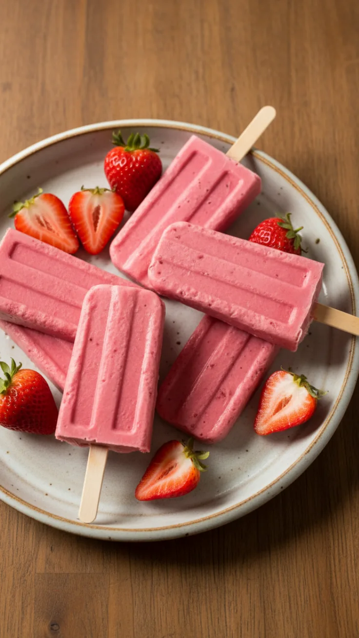 creamy 3 ingredient strawberry yogurt popsicles