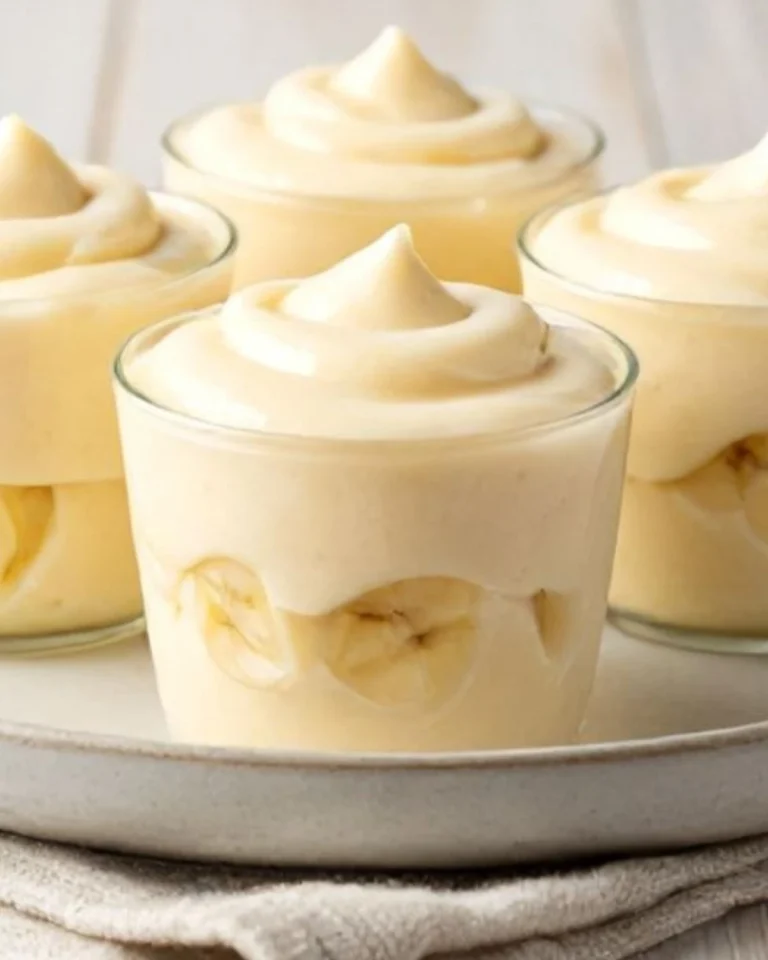 Banana almond cream cups on marble surface