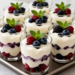 Berry cream dessert in glass cups