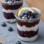 Lemon blueberry chia pudding with fresh berries