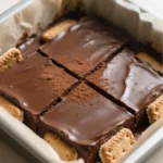 Easy Chocolate Biscuit Refrigerator Cake 2 Close up of chocolate biscuit cake texture