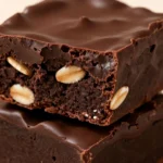 Chocolate Oat No-Bake Squares (Easy & Fudgy) 2 Close-up of fudgy chocolate oat square