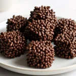 Chocolate rice cake clusters stacked