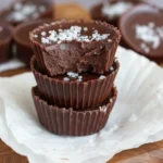 Close up of chocolate tahini fudge