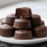 Fudgy texture inside chocolate egg white bite